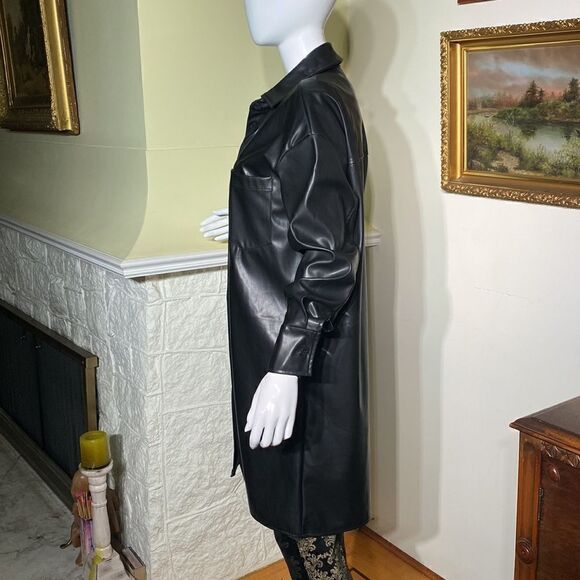 NWT Retrod Vegan Leather Coat Dress - Picture 5 of 15